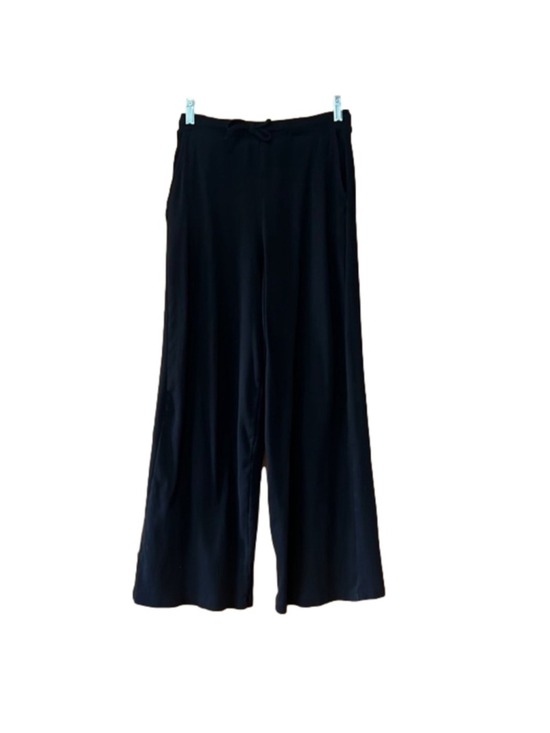 Zara Pants - Zara Black Ribbed Wide Leg Drawstring Pants Medium